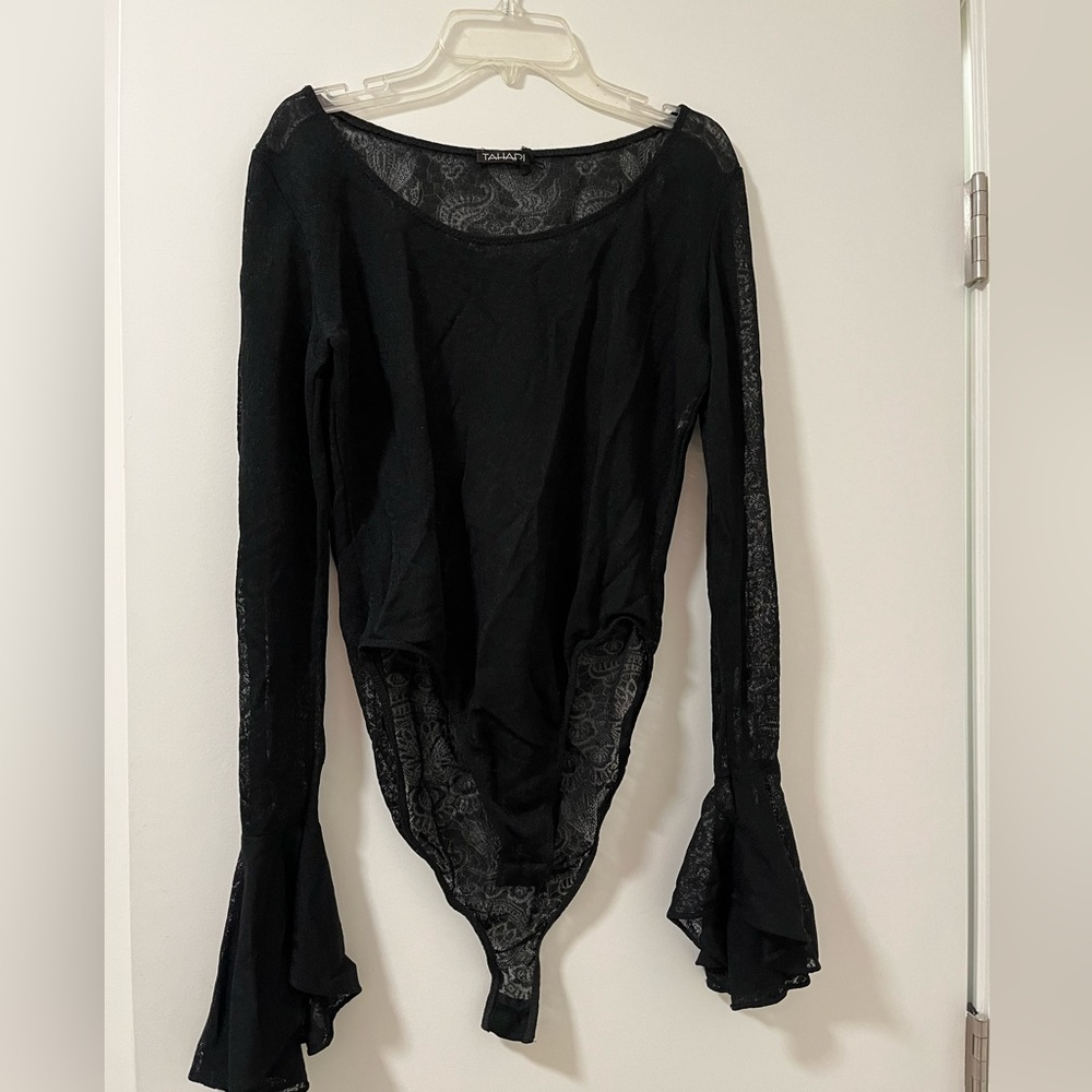 tahari black laced body suit! size S/M